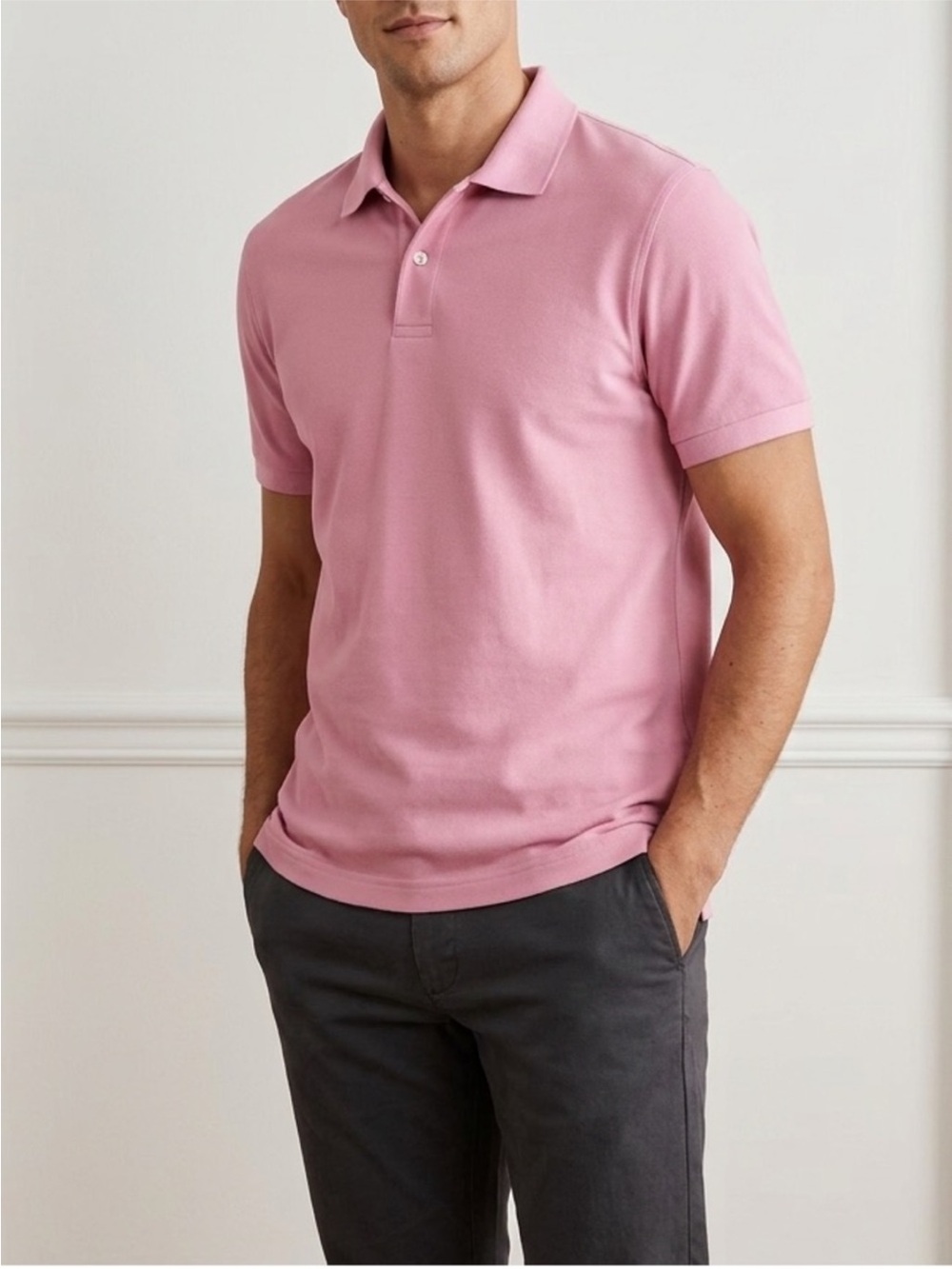 J. Crew Men's Dusty Bubblegum Pink Short Sleeve Flex Pique Polo Untucked Preppy